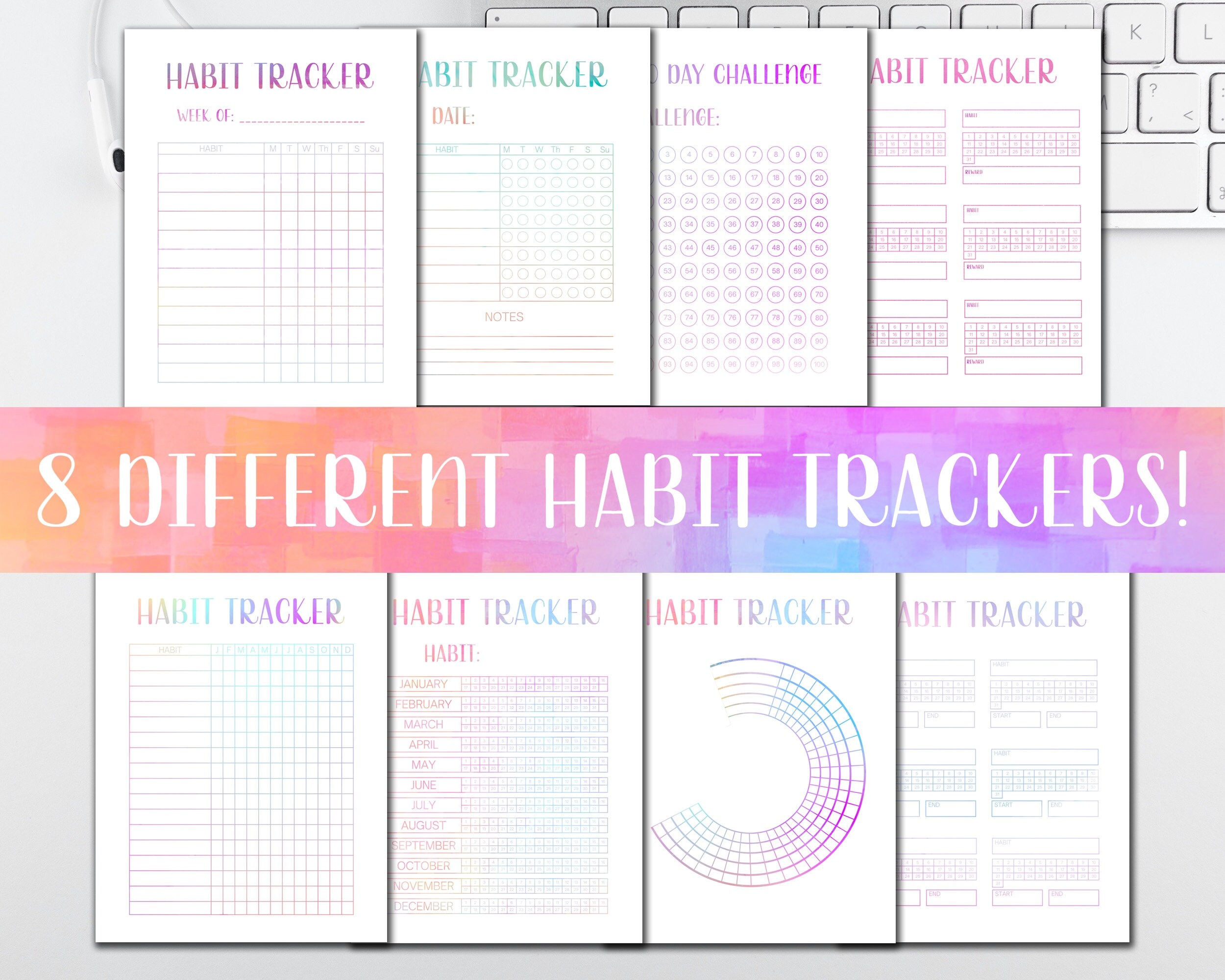 Printable Habit Tracker 100 Day Challenge Planner Insert | Etsy