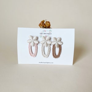 Flower Crochet Clip | Neutral Color Clips