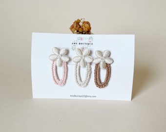 Flower Crochet Clip | Neutral Color Clips