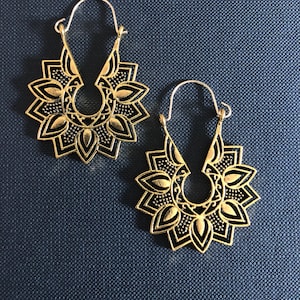 Moroccan Style Gold Earrings Artisan Tribal Boho Ethnic Bohemian Mandala