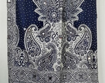 Blu Lungo Etnico Ricamato Avvolgere Scialle Throw Autentico Pakistano Zingaro Hippie Tribale