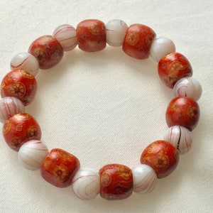 Unique Morrocan Tribal Glass & Wooden Beaded Bracelet