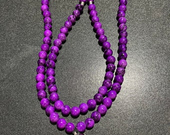 Collana di perline di vetro fatta a mano unica, Tasbih, Mala, effetto marmo viola, perline di preghiera