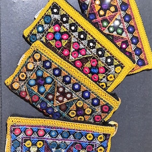 Ethnic Purse • Sindhi Mirrored Purse • Embroidered • Yellow • Tribal • Bohemian • Handmade in Pakistan