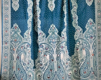 Verde Lungo Etnico Ricamato Avvolgere Scialle Throw Autentico Pakistano Zingaro Hippie Tribale
