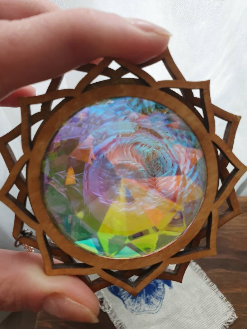 Festival accessory. Rave necklace. Shining rainbow pendant. | Etsy