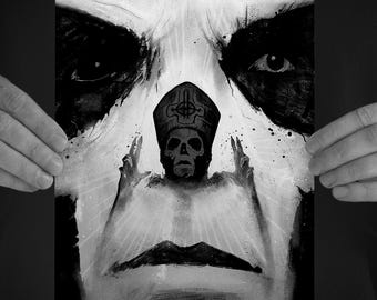 Impression d'art Papa émérite IV : portrait de bande fantôme, illustration gothique.