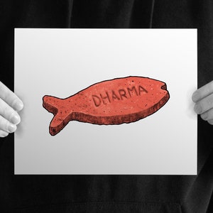 Fish Biscuit - 10x8&quot; Art Print. Lost TV Show. Dharma Initiative. Sawyer.