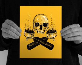 Badass Barista - 8" x 10" Coffee Skull Caffeine Art Print
