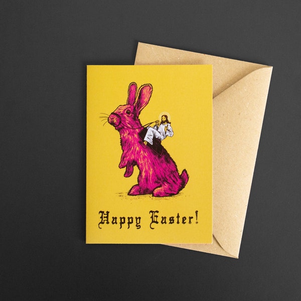 Jesus on Mighty Rabbit Steed - Easter Greeting Card