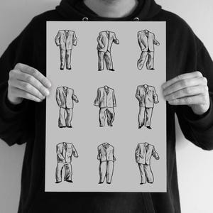 Big Grey Suit - A3 print - Stop Making Sense inspired. Talking Heads. David Byrne.