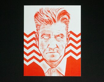 David Lynch Art Print: Twin Peaks Inspired Portrait (10x8