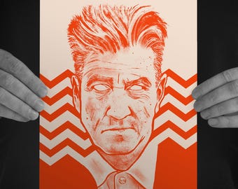 David Lynch Art Print: Twin Peaks Inspired Portrait (10x8