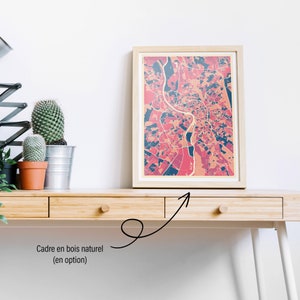 Poster Toulouse France Multicolor Map (+ Holzrahmen)