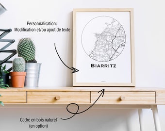 Biarritz France Map Etsy Biarritz France Map Etsy