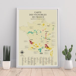 VINS - Affiche Carte des vignobles de France - 42 x 59,4 cm (A2)