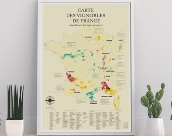 VINS - Affiche Carte des vignobles de France - 42 x 59,4 cm (A2)