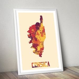 Affiche Corsica style Aquarelle - Décoration murale, carte