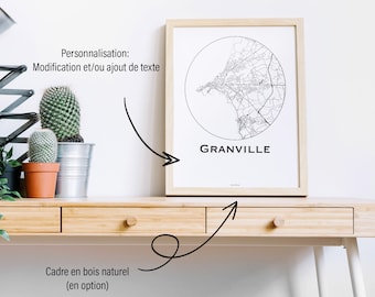 Affiche Granville France Minimalist Map (+ cadre en bois)