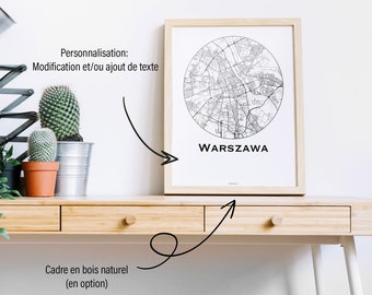 Poster Warsaw Poland Minimalist Map - City Map, Street Map