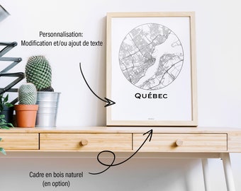 Affiche Québec Canada Minimalist Map (+ cadre en bois)