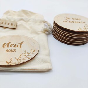 16 wooden baby step cards 32 steps support cotton bag unisex birth gift boy girl image 6