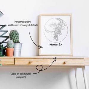 Affiche Nouméa Nouvelle-Calédonie Minimalist Map (+ cadre en bois)