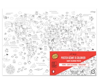 Giant coloring for children - The World of Animals - 100 cm x 70 cm - Quality paper 150g/m2