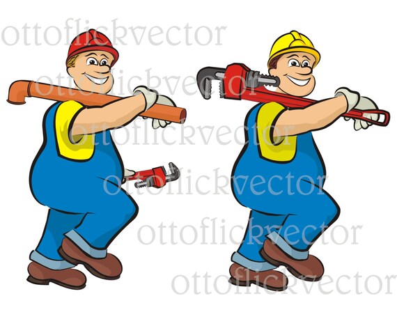 Items Similar To Plumber Vector Clipart Plumbing Cartoon Eps Ai