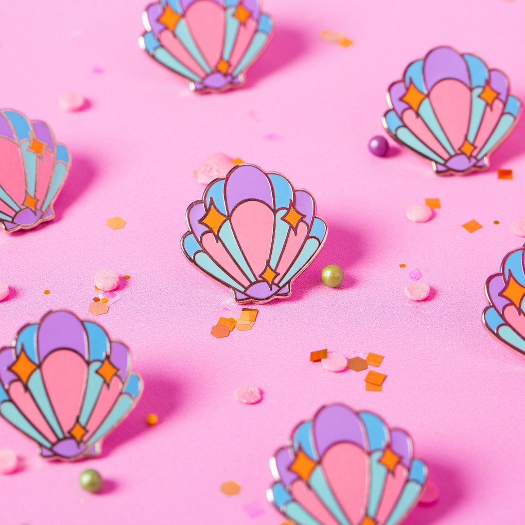 Mermaid Shell Enamel Pin - Etsy
