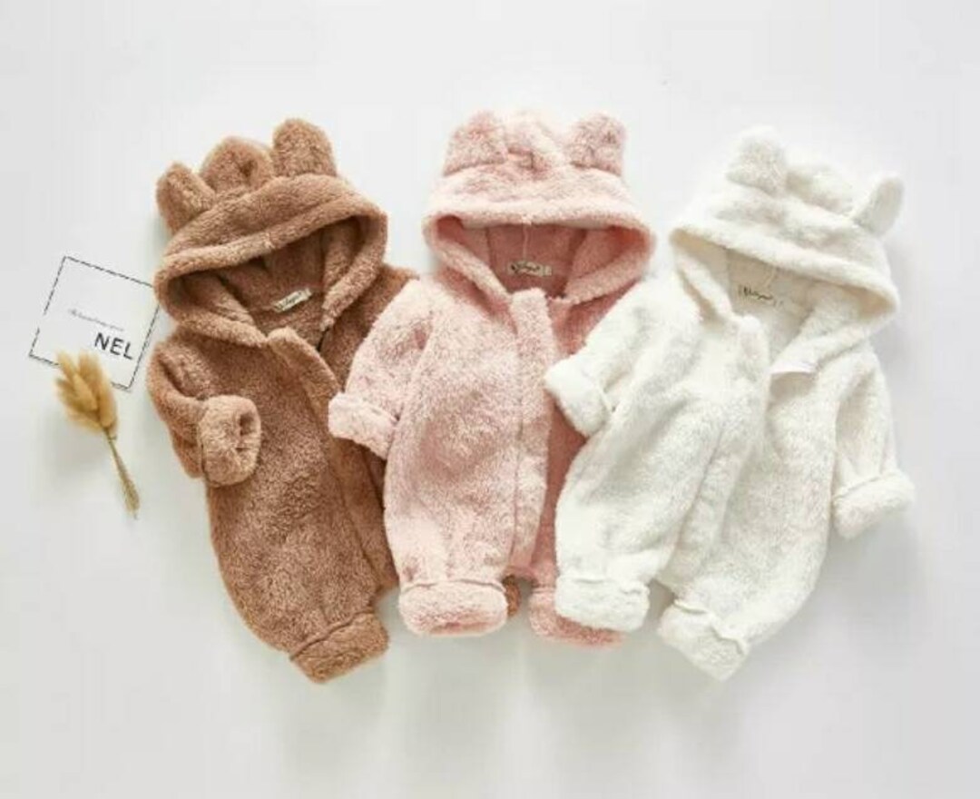 Warm and Cosy Baby Bear Ears Hooded Romper Fluffy Winter - Etsy