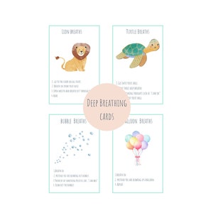 Deep Breathing Cards for Kids, Kids Calming Cards, Kids Calm Corner Materials, Kids Coping Skills Cards, Kids Mindfulness Activities,