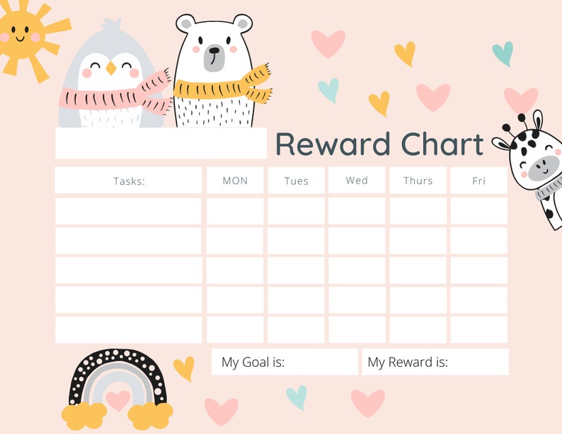 Printable Rainbow Reward Chart | Sunshine Behavior Chart | Kids Routine ...