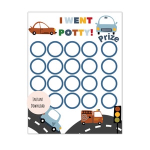 Printable Car Reward Chart, Cars Kids Reward Chart, Instant Download Sticker Chart, Toddler potty training chart, Boys behavior Chart