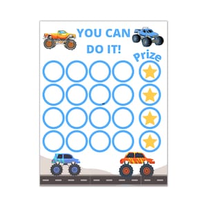 Druckbare Monster Truck Belohnungstabelle | Monstertruck Töpfchen | Sofort Download Sticker Chart | Kleinkind Belohnungstabelle