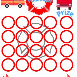 Fire Truck Reward Chart Instant Download, Toddler Reward Chart, Kids ...
