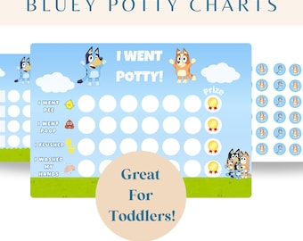 Bluey Potty Chart, Toddler Potty Training Chart, Toilet Training Reward Chart, Printable Stickers