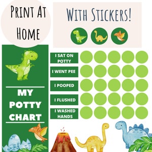 Dino Töpfchen Training Chart mit Aufklebern | Sofortiger Download Sticker Chart | Kleinkind Hausarbeit Chart | T-Rex Töpfchentabelle