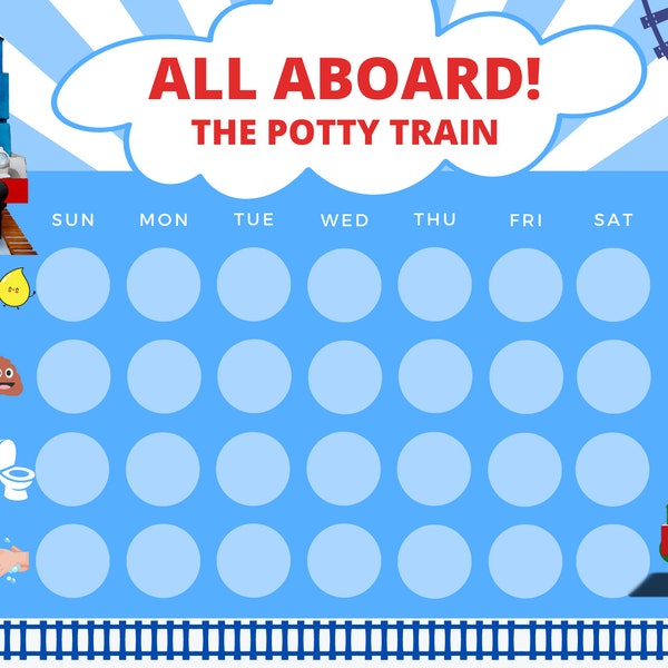 Thomas Train Potty Chart, Train Reward Chart, Toddler Potty Chart, Potty Training Sticker Chart, Thomas and Friends, Potty Training Chart