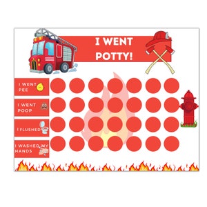 Fire Truck Potty Chart Instant Download, Toddler Reward Chart, Kids Reward Sticker Chart, Firetruck Potty Training Chart, Boy Reward Chart