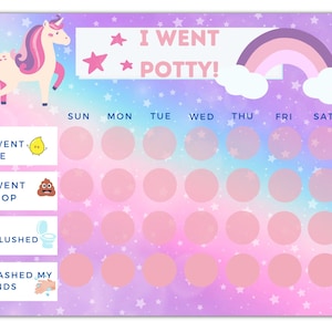 Unicorn Reward Chart | Printable Unicorn sticker Chart | Daily Chore Chart | Kids Routine Sticker Chart | Cute Rainbow Reward Potty Chart