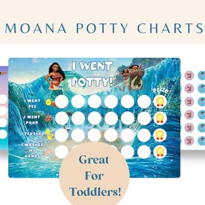 Moana, Töpfchen Tabelle, Kleinkind Töpfchen Tabelle, Toiletten Training Belohnungstabelle, bedruckbare Aufkleber, Töpfchen