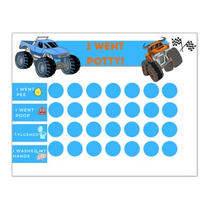 Printable Monster Truck Reward Chart | Monster Truck Potty Chart | Instant Download Sticker Chart | Toddler Reward Chart