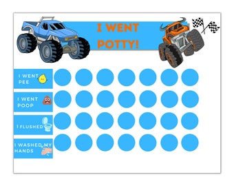 Printable Monster Truck Reward Chart | Monster Truck Potty Chart | Instant Download Sticker Chart | Toddler Reward Chart