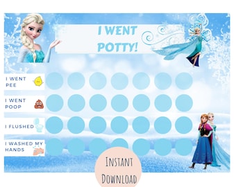 Frozen Potty Training Chart Printable, Toilet Training Chart, Toileting Reward Chart, Instant Download, Elsa Reward Chart
