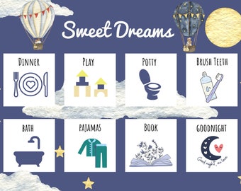Kids Bedtime Routine Chart, Kids Bedtime Routine cards, Evening Routine Printable, Toddler bedtime Chart with Pictures, Responsibility Chart