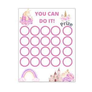 Eenhoorn beloningsgrafiek | Afdrukbare Unicorn-stickergrafiek | Dagelijkse klusjesgrafiek | Routinestickergrafiek voor kinderen | Leuke regenboog beloning potje grafiek