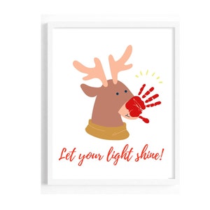 Reindeer Hand print Craft Printable, Kids Christmas Activity, Merry Christmas Handprint Template, Toddler DIY Xmas Craft, Preschool Craft