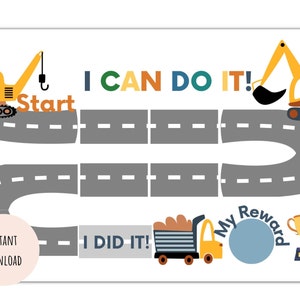 Printable Construction Reward Chart | Construction Kids Behavior Chart | Instant Download Sticker Chart | Toddler Chore Chart | Excavator