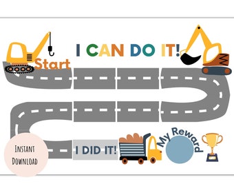Printable Construction Reward Chart | Construction Kids Behavior Chart | Instant Download Sticker Chart | Toddler Chore Chart | Excavator